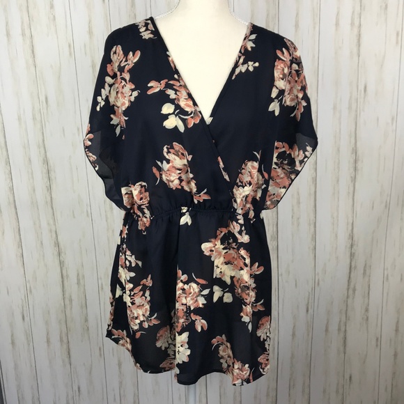 torrid Tops - Torrid NWT Navy Floral Babydoll 0X